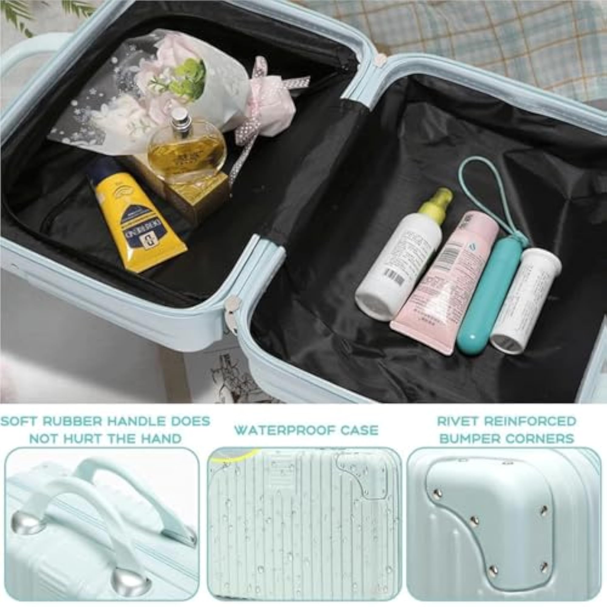 Portable Vanity Bag for Travel, Hard Shell Organizer for Essentials